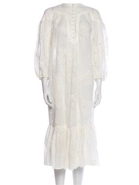 Zimmermann White Embroidered Midi Dress